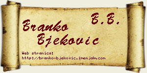 Branko Bjeković vizit kartica